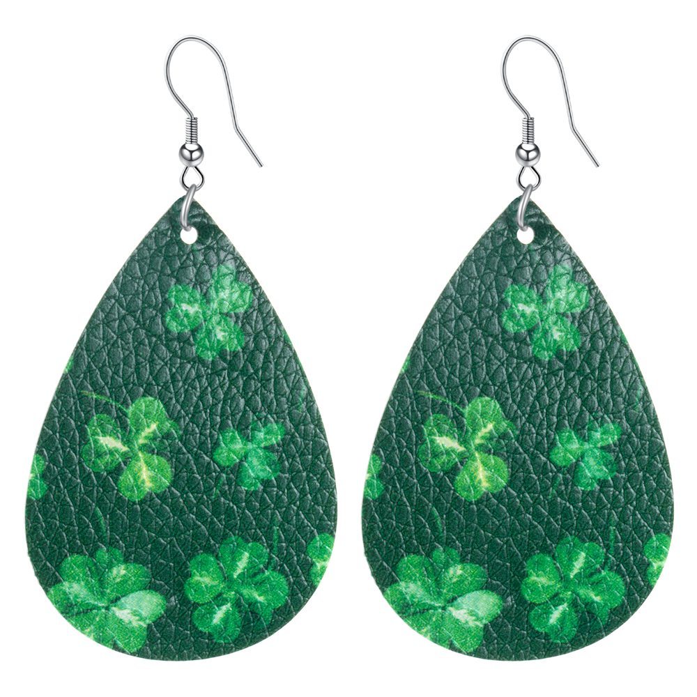 Plaid Leather Earrings for Women Lightweight Drop Earrings Teardrop Dangle Faux Statement