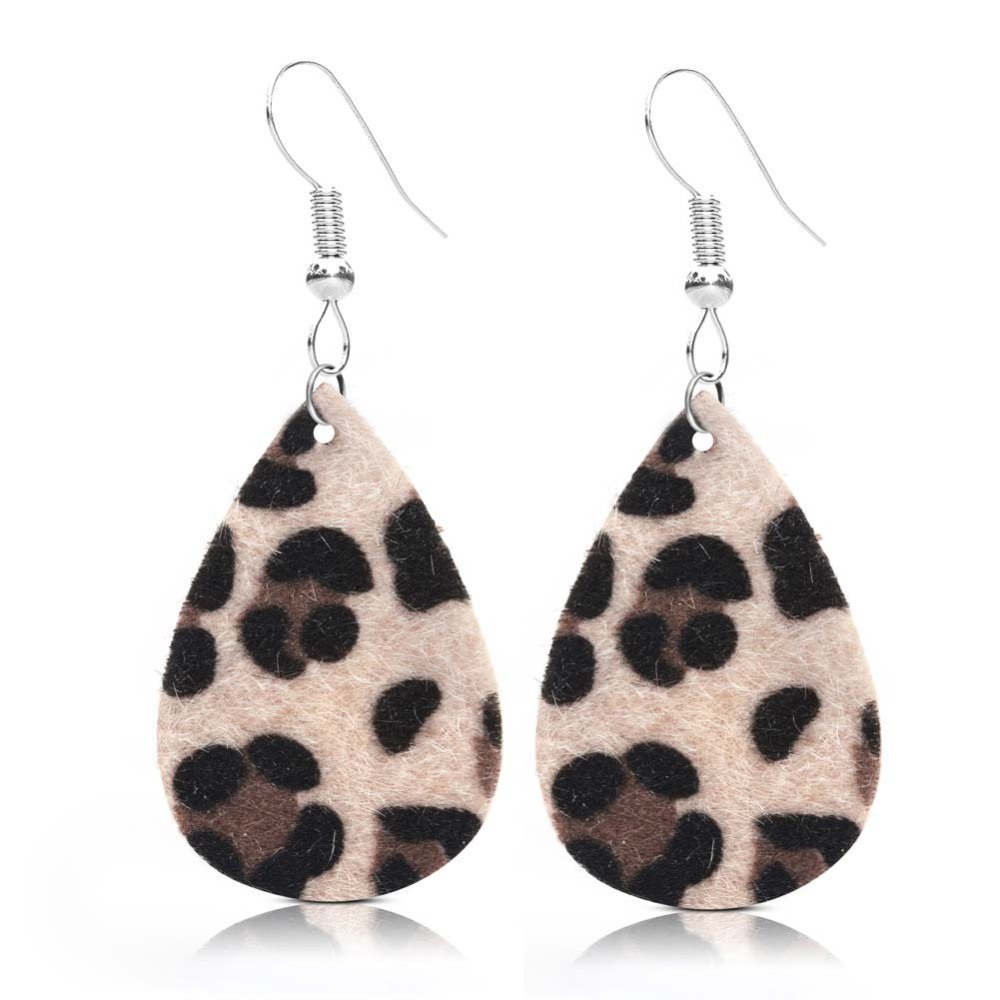Leopard Print Leather Teardrop Earrings for Women Dangle Leaf Earrings Set for Girls Gifts
