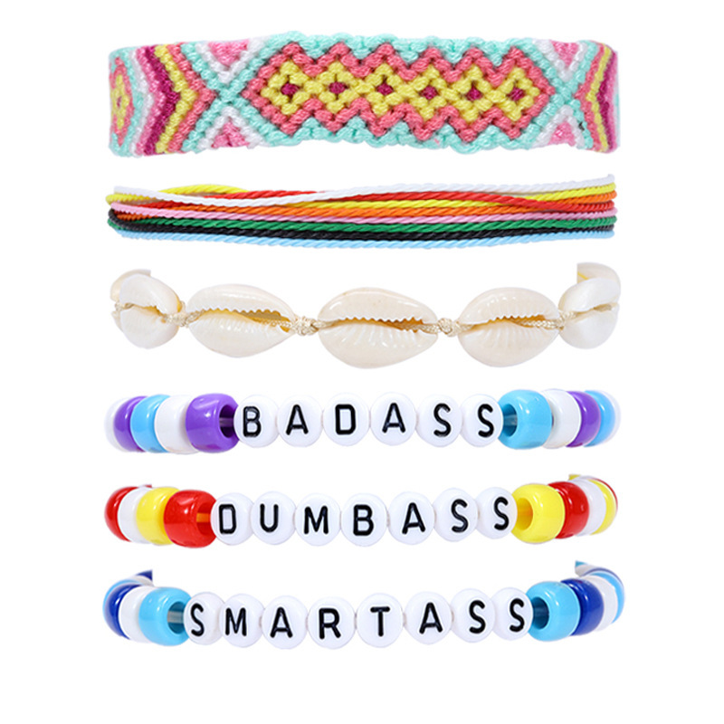 6PCS Friendship Bracelet Handcrafted Handmade Plur Accessory EDM Music Festival Words Beaded String Bracelets