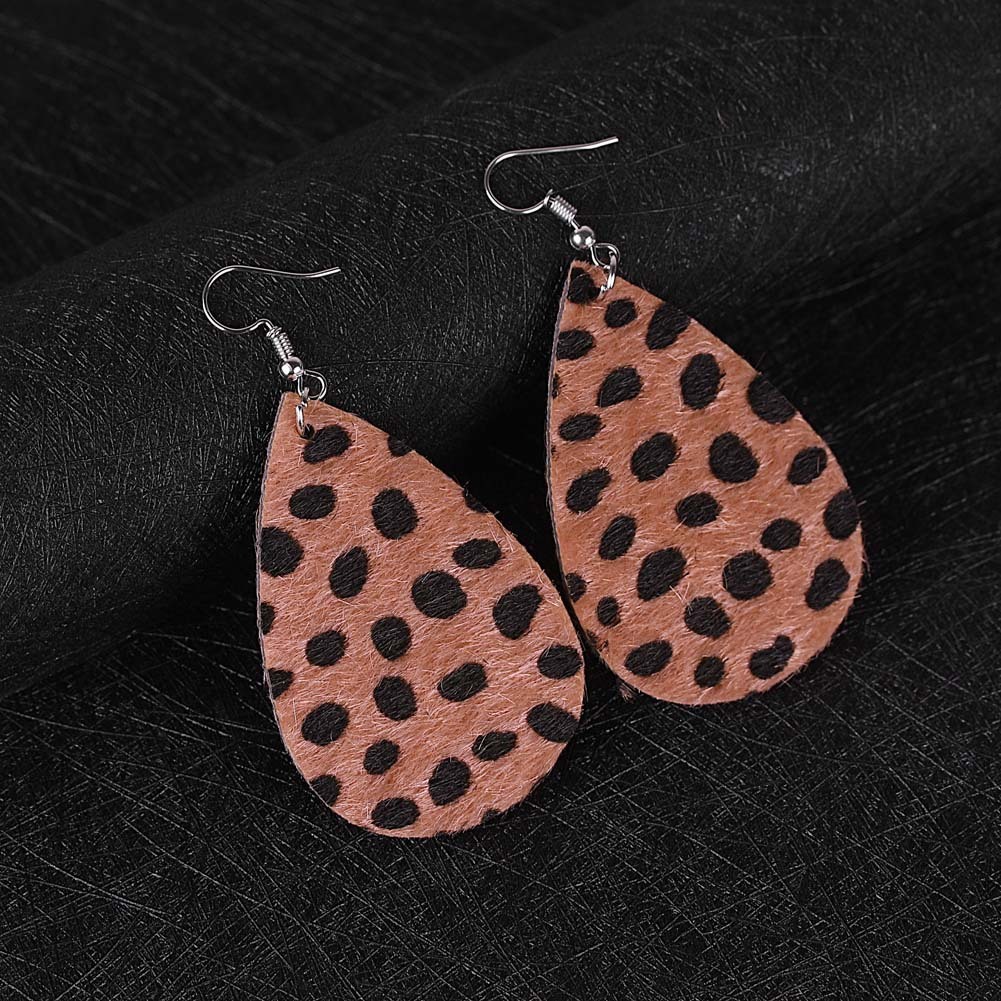 Leopard Print Leather Teardrop Earrings for Women Dangle Leaf Earrings Set for Girls Gifts