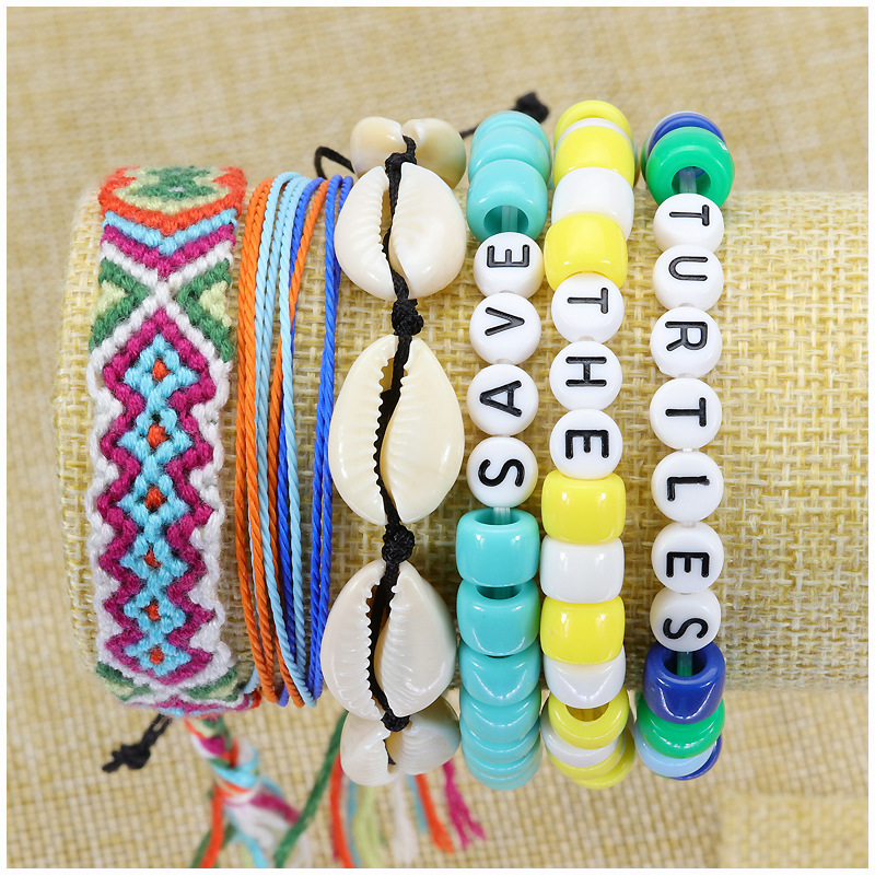 6PCS Friendship Bracelet Handcrafted Handmade Plur Accessory EDM Music Festival Words Beaded String Bracelets
