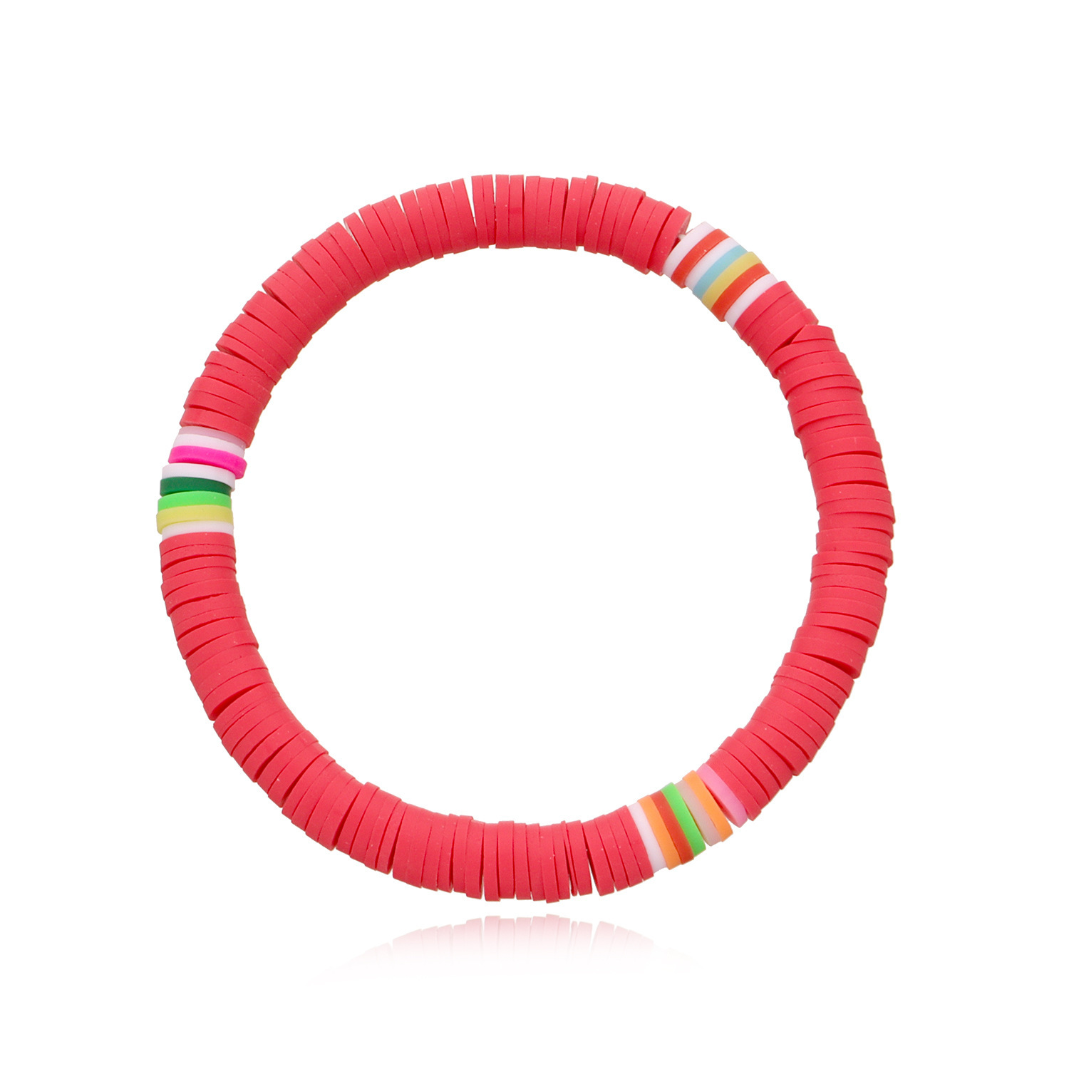 Soft Clay Surfer African Beads Choker Colorful Bracelet Elastic Handmade Boho Lightweight for Women Girls 6mm Summer Beach