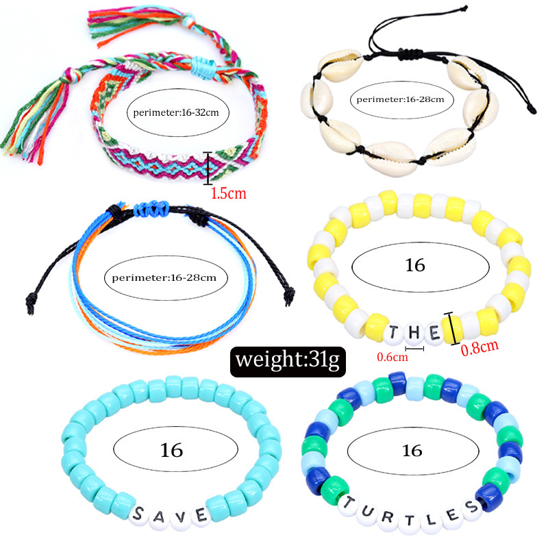 6PCS Friendship Bracelet Handcrafted Handmade Plur Accessory EDM Music Festival Words Beaded String Bracelets