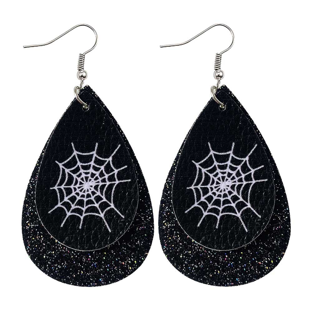 Halloween Earrings Teardrop Earrings Faux Double Leather Dangle Earrings for Halloween Costume Party Decoration Jewelry