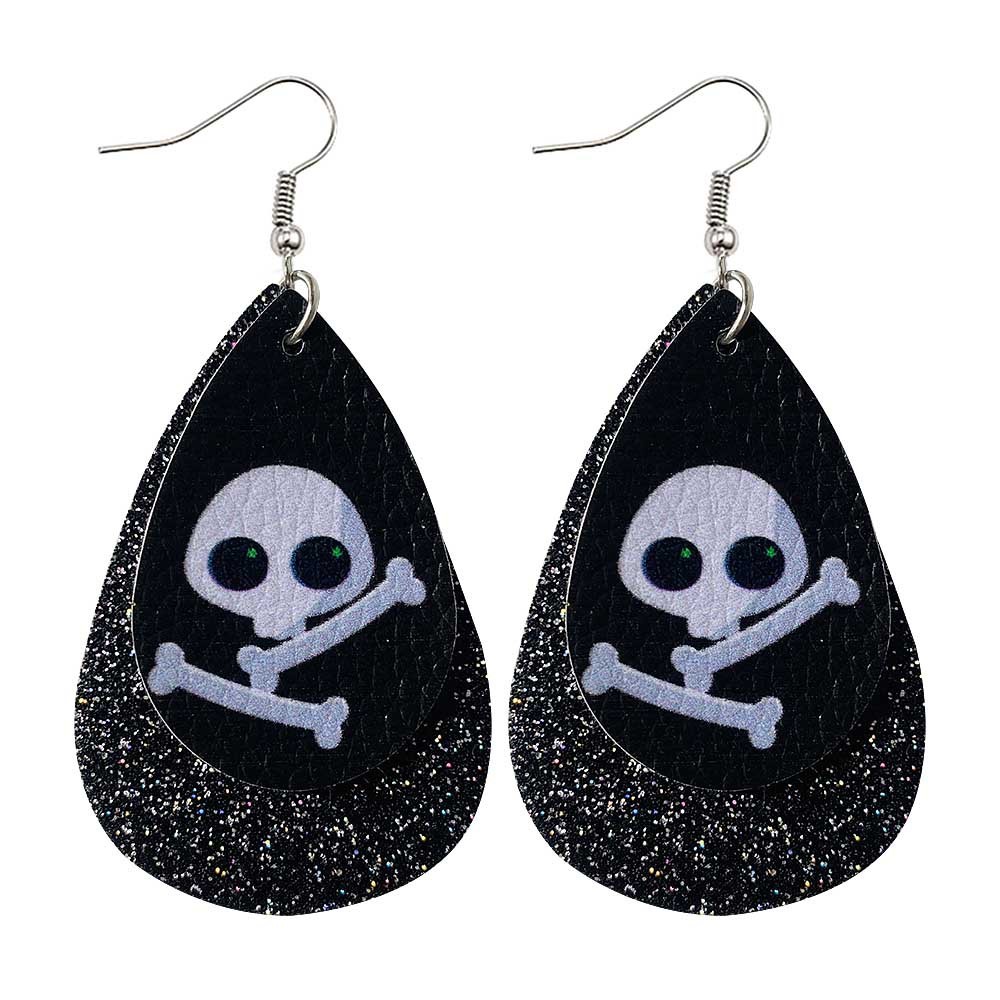 Halloween Earrings Teardrop Earrings Faux Double Leather Dangle Earrings for Halloween Costume Party Decoration Jewelry