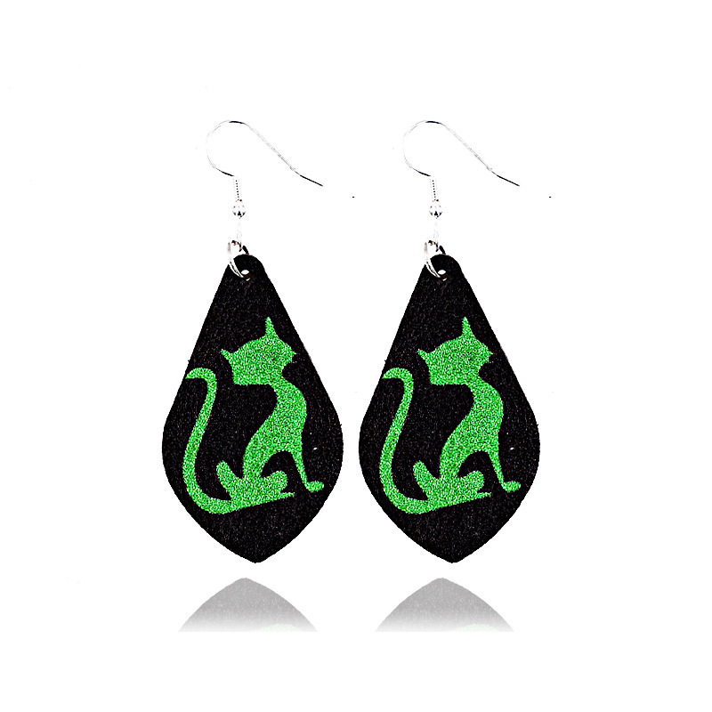 Halloween Earrings Teardrop Earrings Faux Double Leather Dangle Earrings for Halloween Costume Party Decoration Jewelry