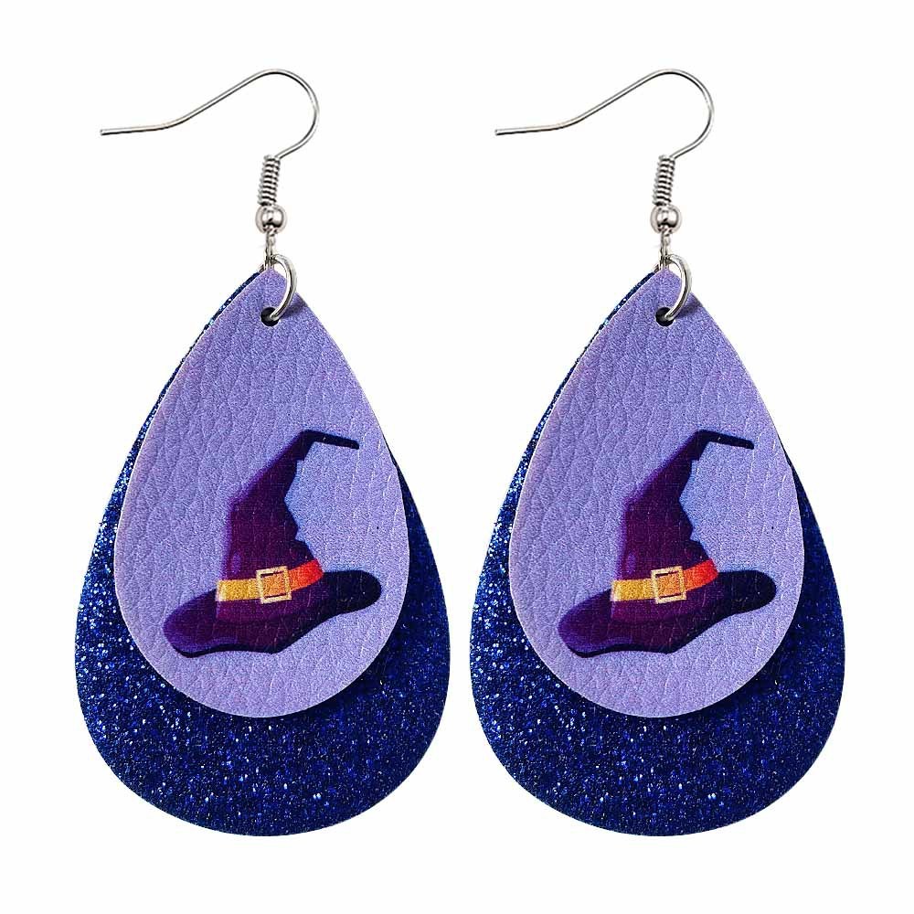 Halloween Earrings Teardrop Earrings Faux Double Leather Dangle Earrings for Halloween Costume Party Decoration Jewelry