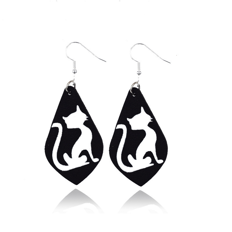 Halloween Earrings Teardrop Earrings Faux Double Leather Dangle Earrings for Halloween Costume Party Decoration Jewelry