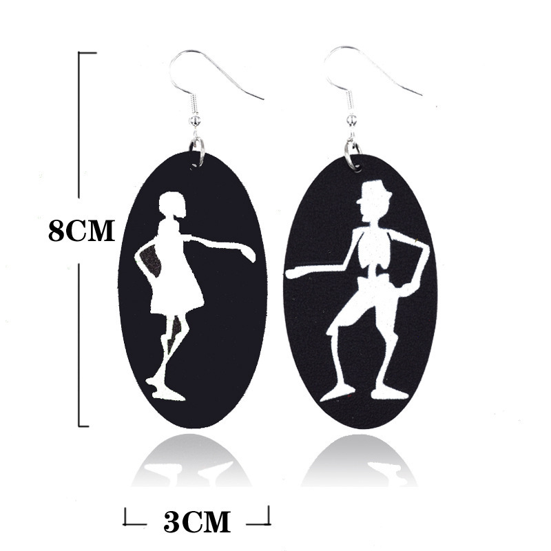 Halloween Earrings Teardrop Earrings Faux Double Leather Dangle Earrings for Halloween Costume Party Decoration Jewelry
