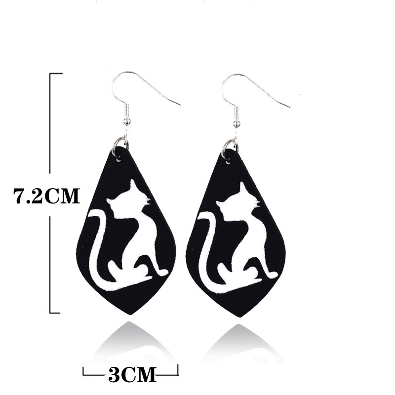Halloween Earrings Teardrop Earrings Faux Double Leather Dangle Earrings for Halloween Costume Party Decoration Jewelry