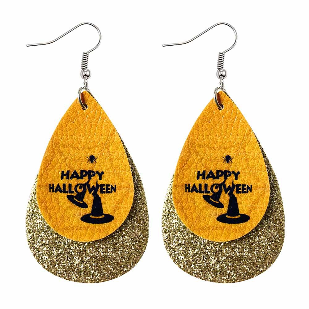 Halloween Earrings Teardrop Earrings Faux Double Leather Dangle Earrings for Halloween Costume Party Decoration Jewelry