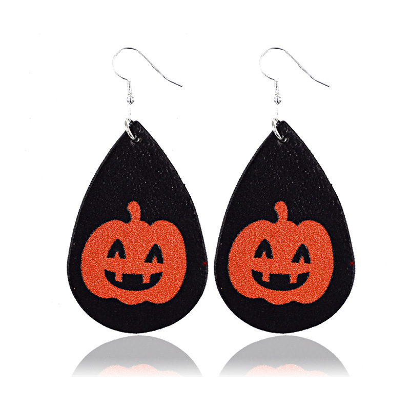 Halloween Earrings Teardrop Earrings Faux Double Leather Dangle Earrings for Halloween Costume Party Decoration Jewelry