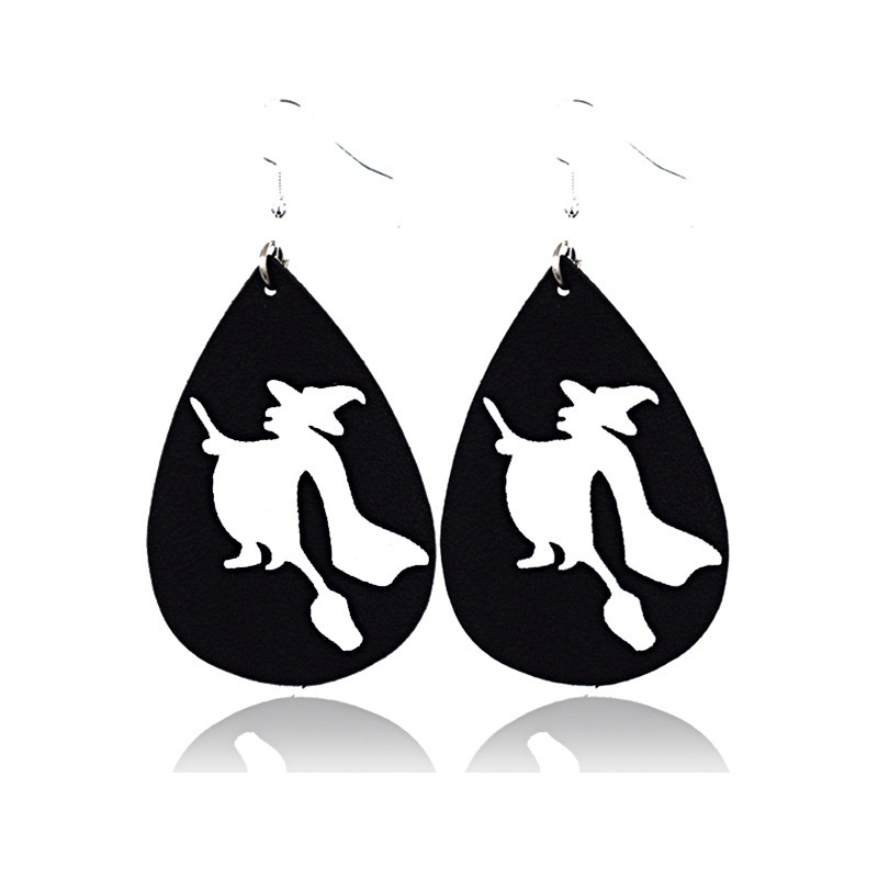 Halloween Earrings Teardrop Earrings Faux Double Leather Dangle Earrings for Halloween Costume Party Decoration Jewelry