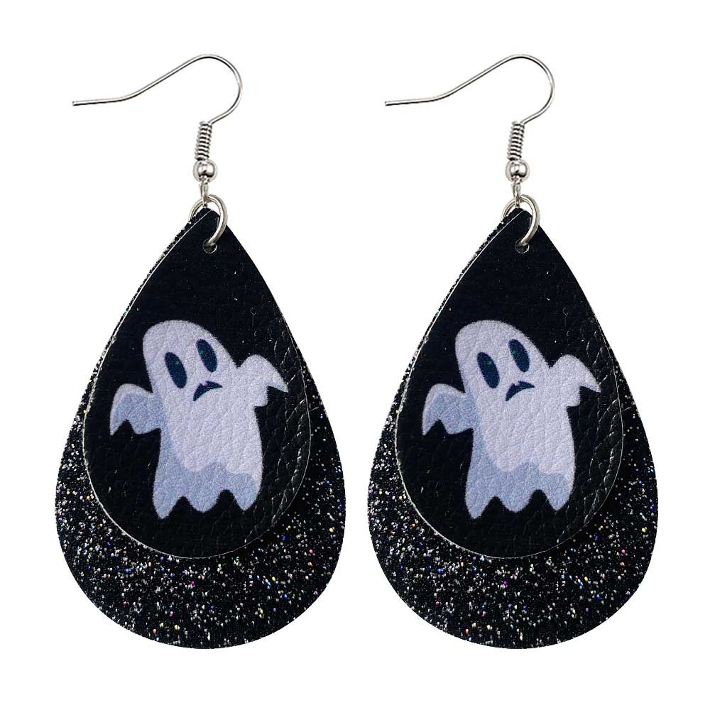 Halloween Earrings Teardrop Earrings Faux Double Leather Dangle Earrings for Halloween Costume Party Decoration Jewelry
