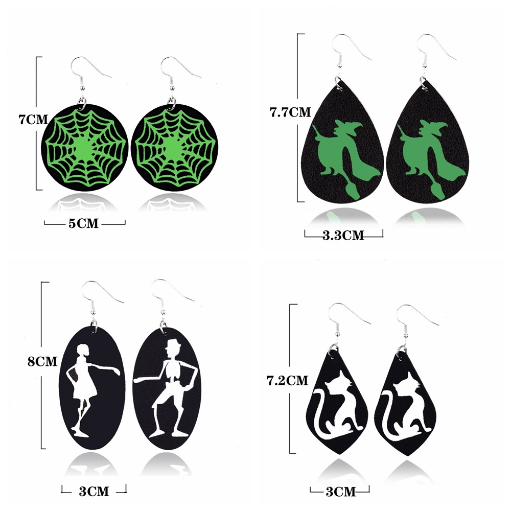 Halloween Earrings Teardrop Earrings Faux Double Leather Dangle Earrings for Halloween Costume Party Decoration Jewelry