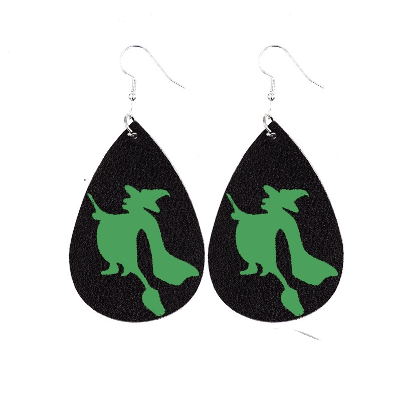 Halloween Earrings Teardrop Earrings Faux Double Leather Dangle Earrings for Halloween Costume Party Decoration Jewelry