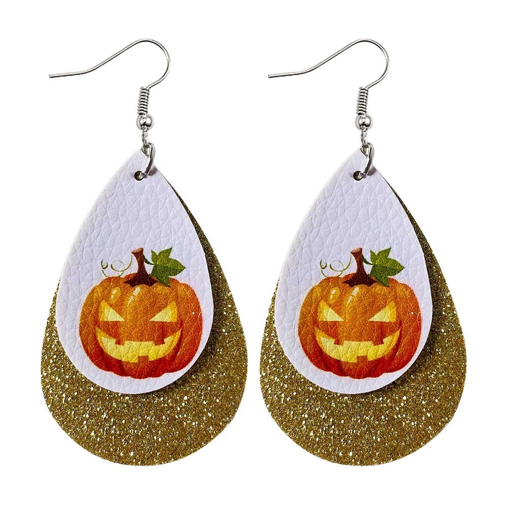 Halloween Earrings Teardrop Earrings Faux Double Leather Dangle Earrings for Halloween Costume Party Decoration Jewelry