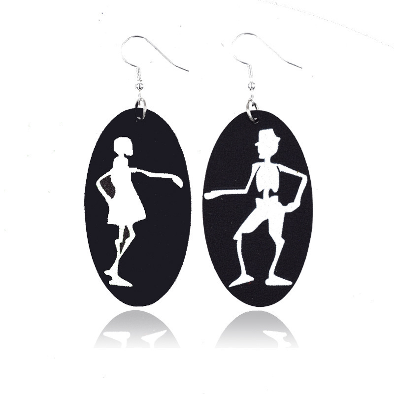 Halloween Earrings Teardrop Earrings Faux Double Leather Dangle Earrings for Halloween Costume Party Decoration Jewelry