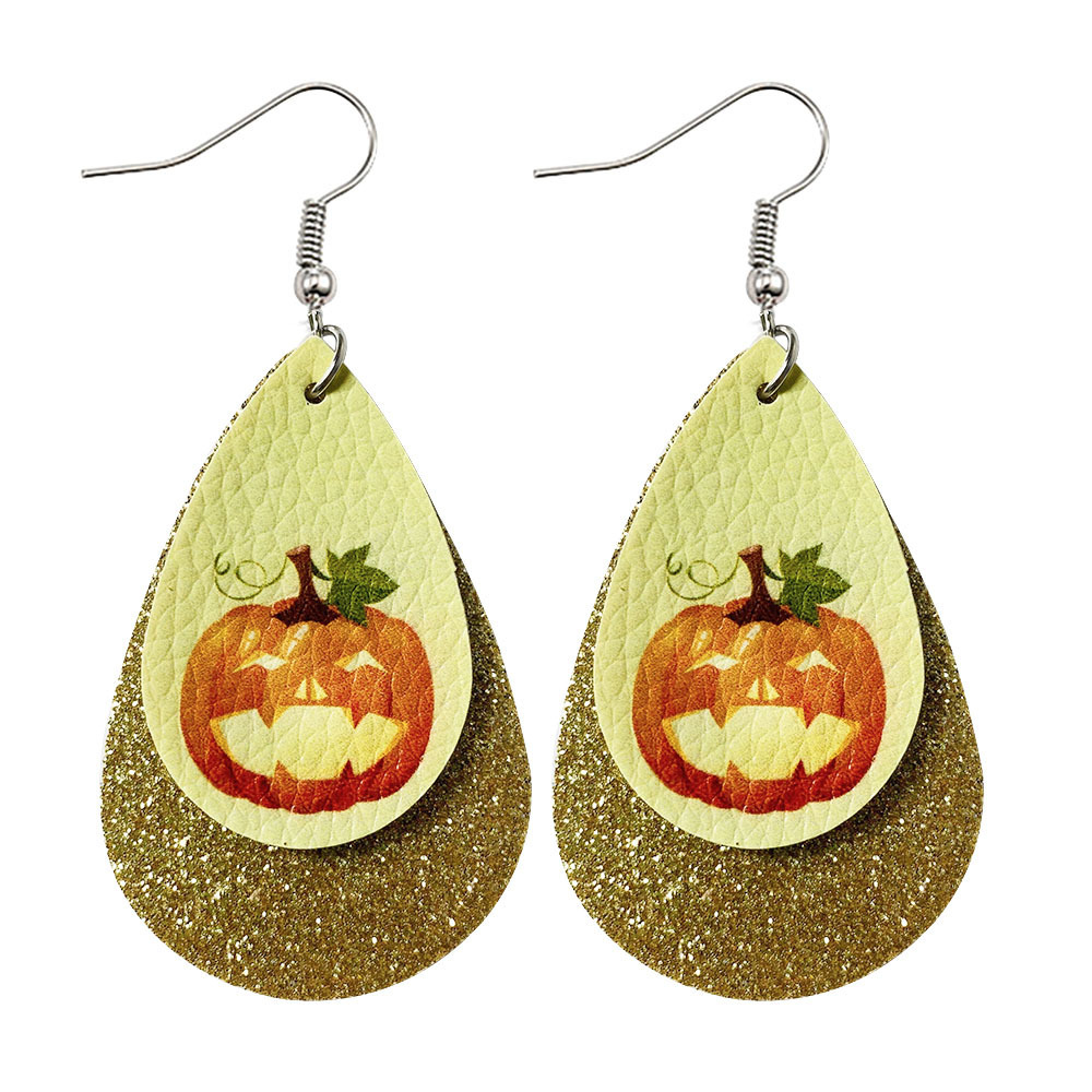 Halloween Earrings Teardrop Earrings Faux Double Leather Dangle Earrings for Halloween Costume Party Decoration Jewelry