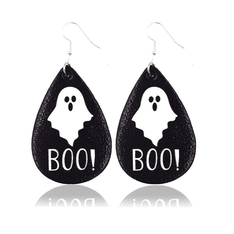 Halloween Earrings Teardrop Earrings Faux Double Leather Dangle Earrings for Halloween Costume Party Decoration Jewelry