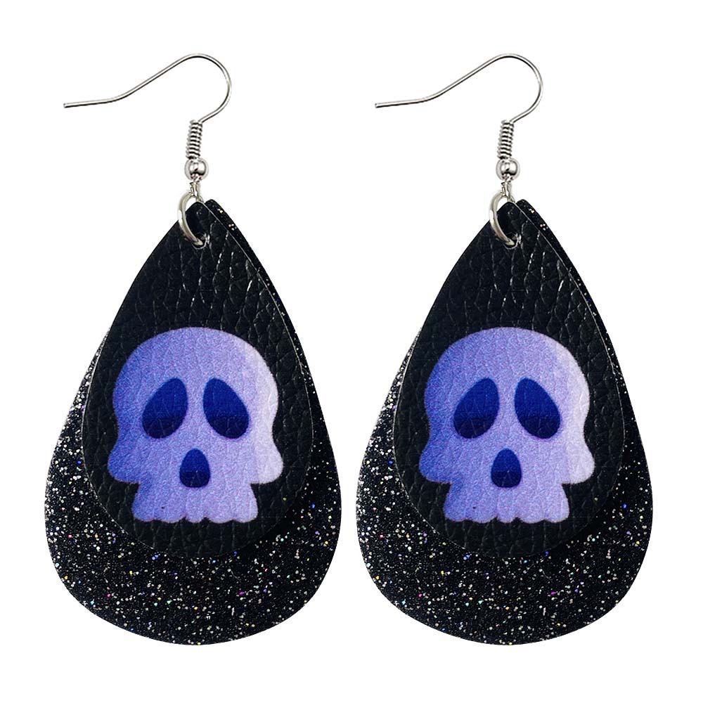 Halloween Earrings Teardrop Earrings Faux Double Leather Dangle Earrings for Halloween Costume Party Decoration Jewelry