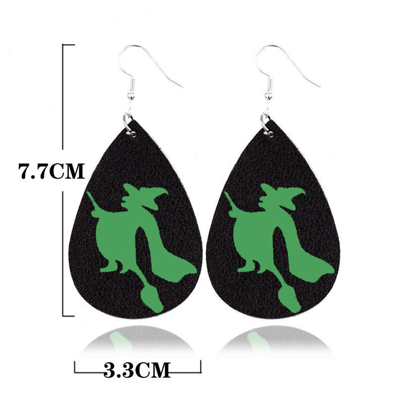 Halloween Earrings Teardrop Earrings Faux Double Leather Dangle Earrings for Halloween Costume Party Decoration Jewelry