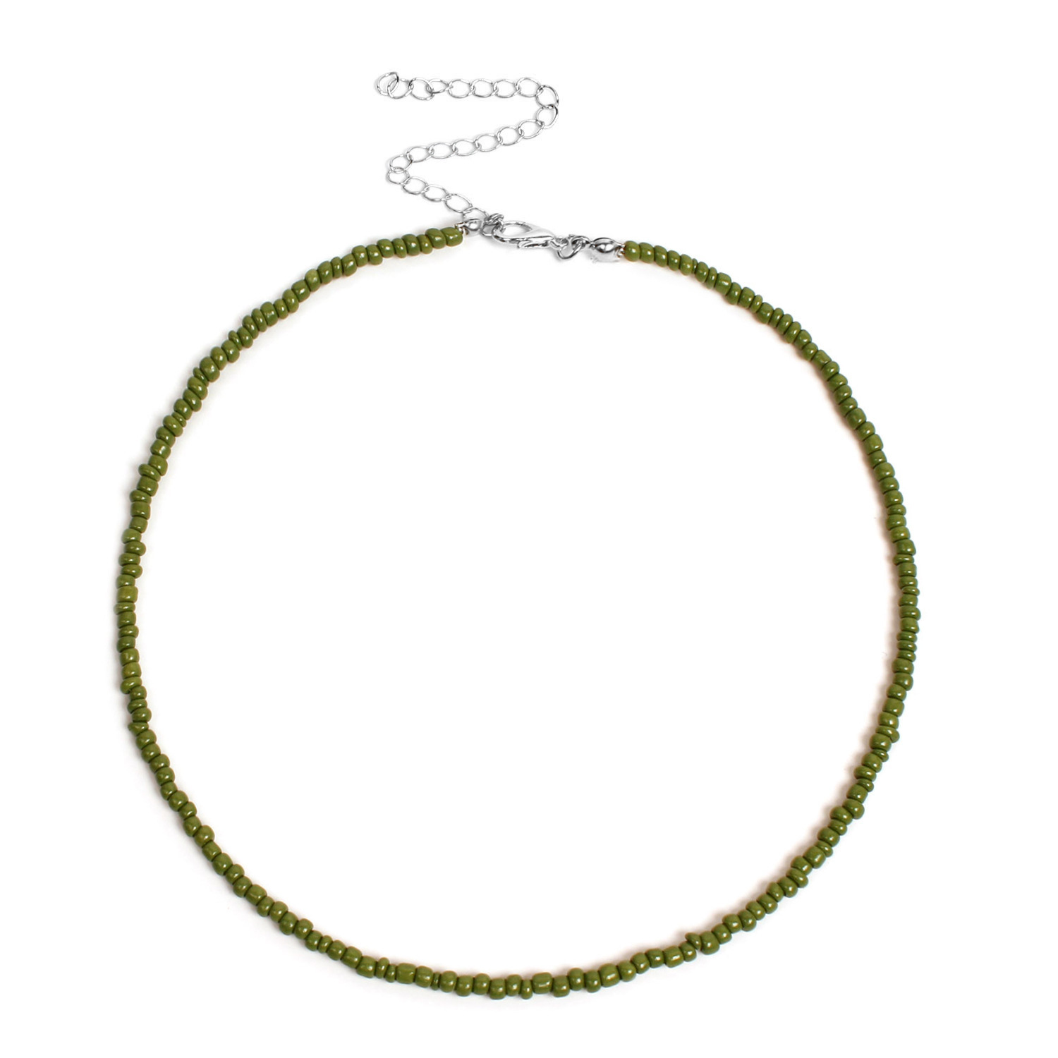 Boho Glass Seed Bead Choker Necklace Colorful Bead Necklaces Rainbow Beach Bead Choker Necklaces for Women