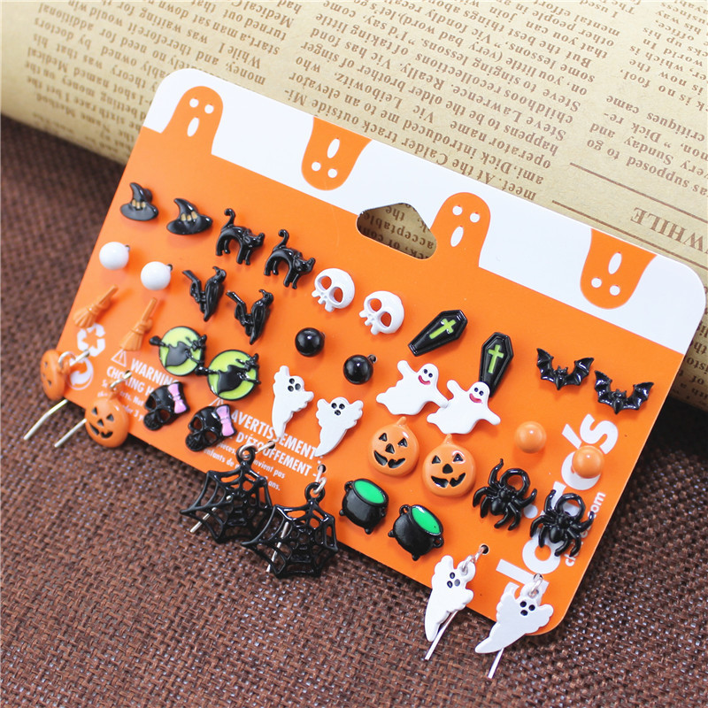 20PCS/lOT Halloween Skull Earrings Faux Dangle Costume Party Decoration Earring Jewelry