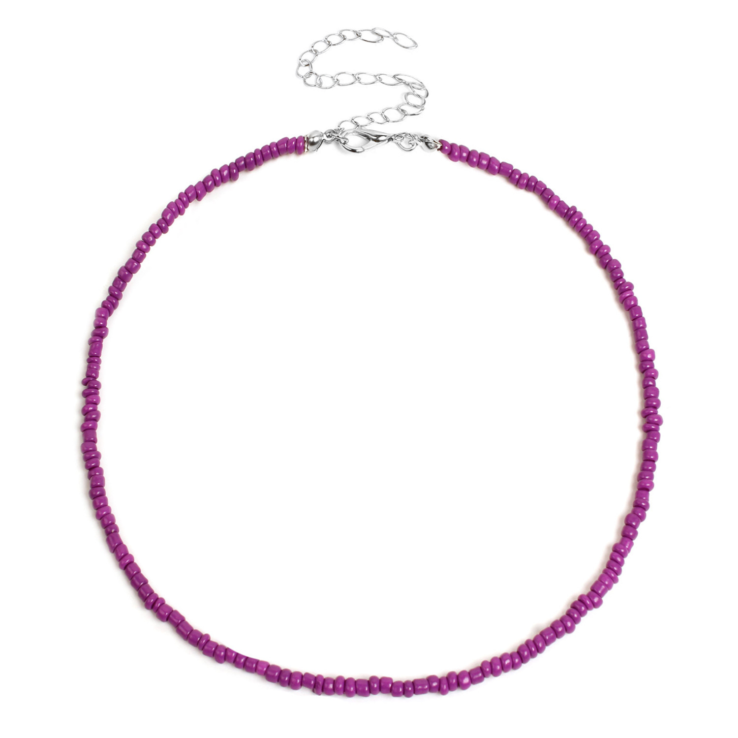 Boho Glass Seed Bead Choker Necklace Colorful Bead Necklaces Rainbow Beach Bead Choker Necklaces for Women