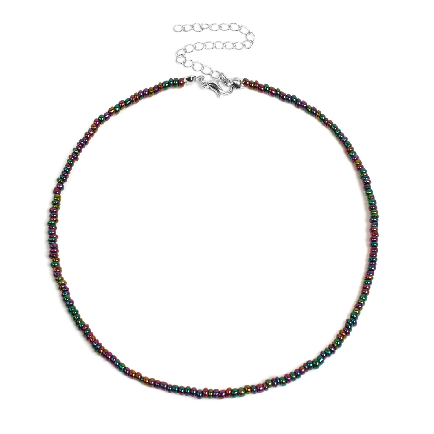 Boho Glass Seed Bead Choker Necklace Colorful Bead Necklaces Rainbow Beach Bead Choker Necklaces for Women