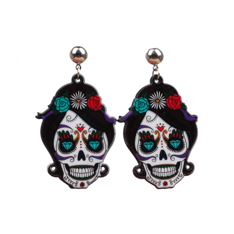 Halloween Skull Earrings Faux  Dangle Costume Party Decoration Earring Jewelry