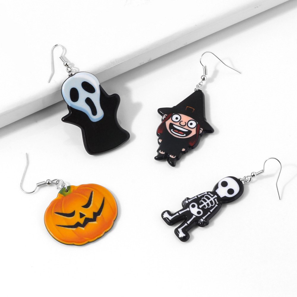 Halloween Skull Earrings Faux  Dangle Costume Party Decoration Earring Jewelry