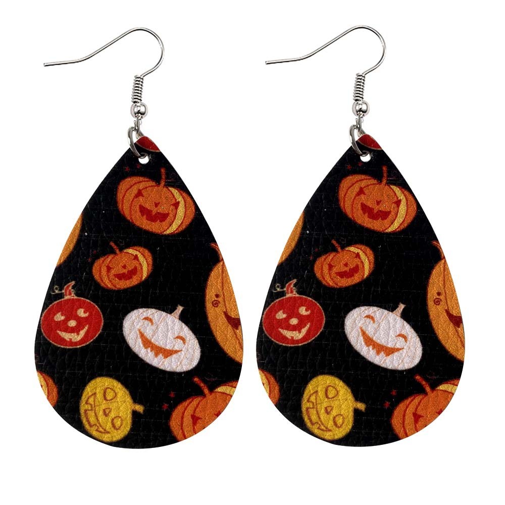 Halloween Earrings Teardrop Earrings Faux Double Leather Dangle Earrings for Halloween Costume Party Decoration Jewelry