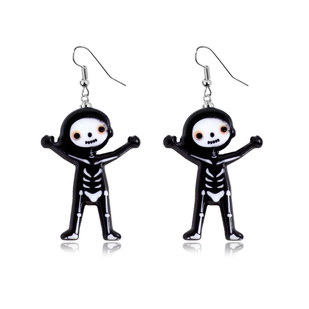 Halloween Skull Earrings Faux  Dangle Costume Party Decoration Earring Jewelry