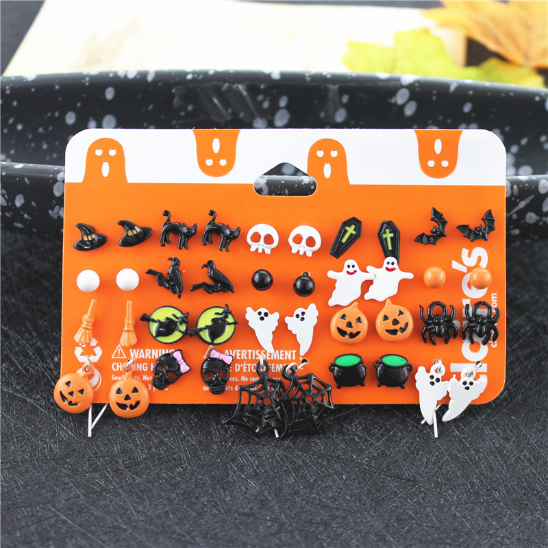 20PCS/lOT Halloween Skull Earrings Faux Dangle Costume Party Decoration Earring Jewelry
