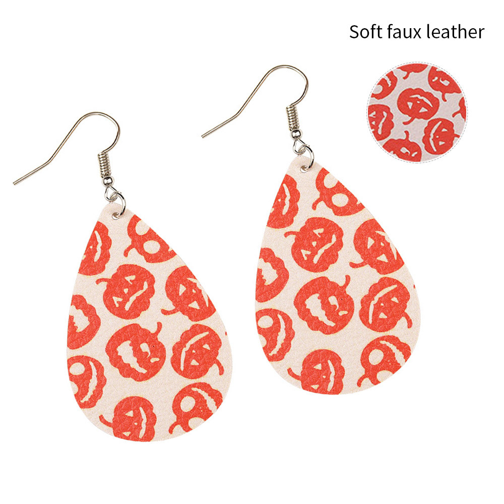 Halloween Earrings Teardrop Earrings Faux Double Leather Dangle Earrings for Halloween Costume Party Decoration Jewelry