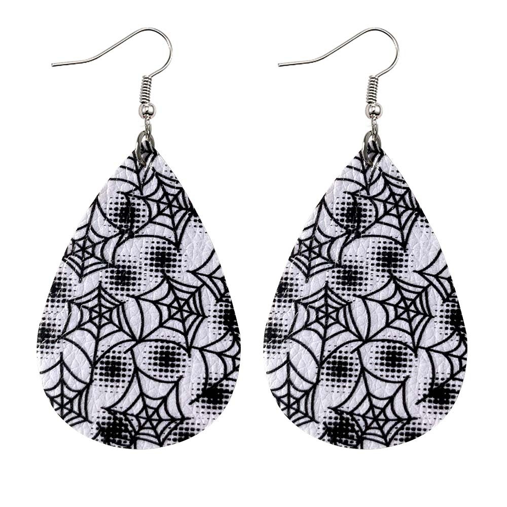 Halloween Earrings Teardrop Earrings Faux Double Leather Dangle Earrings for Halloween Costume Party Decoration Jewelry