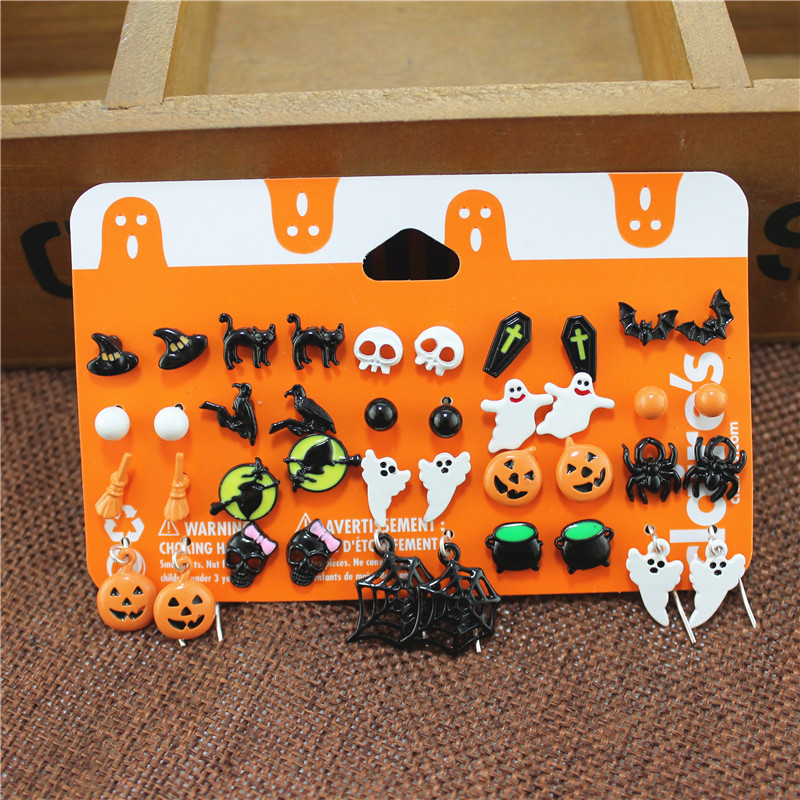 20PCS/lOT Halloween Skull Earrings Faux Dangle Costume Party Decoration Earring Jewelry