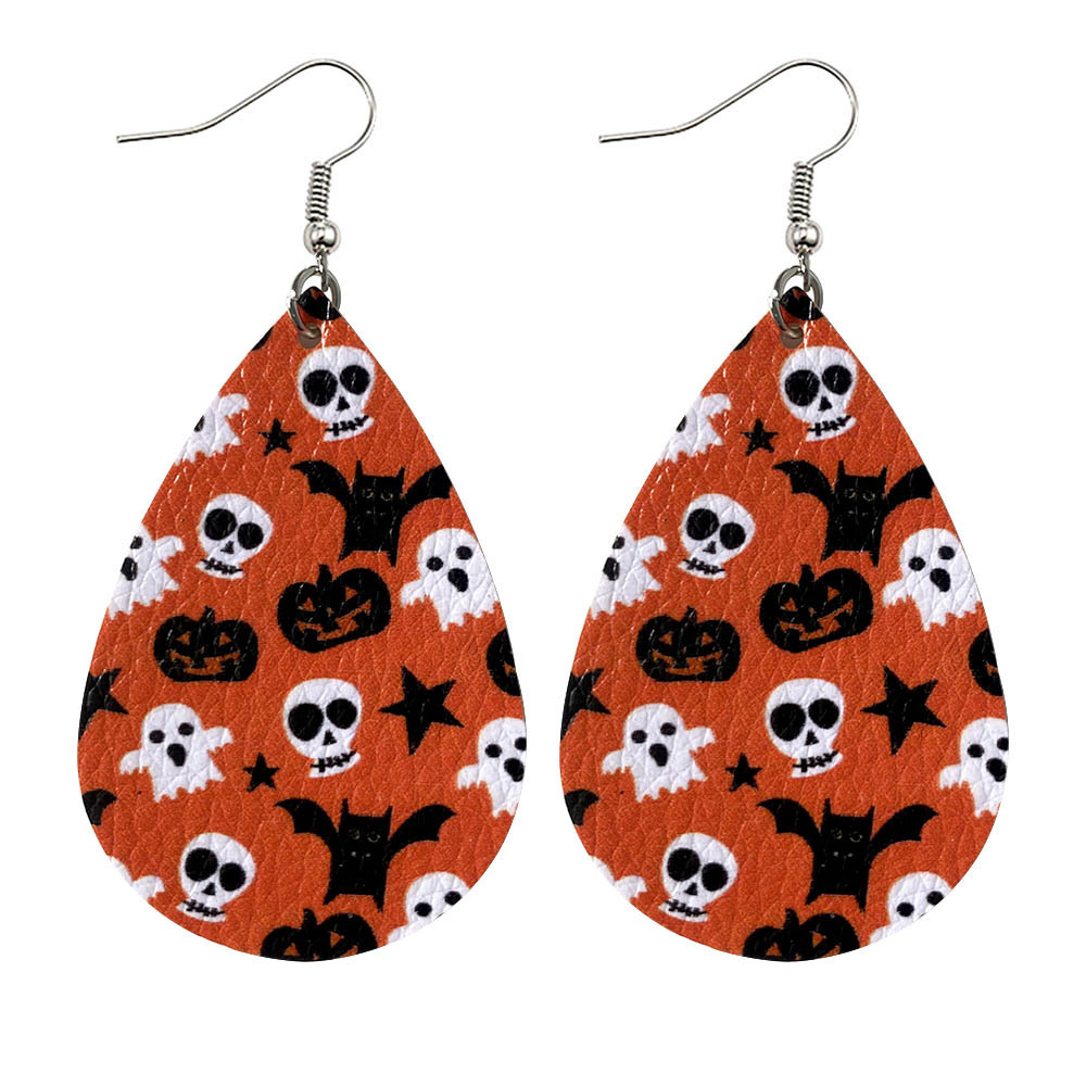 Halloween Earrings Teardrop Earrings Faux Double Leather Dangle Earrings for Halloween Costume Party Decoration Jewelry