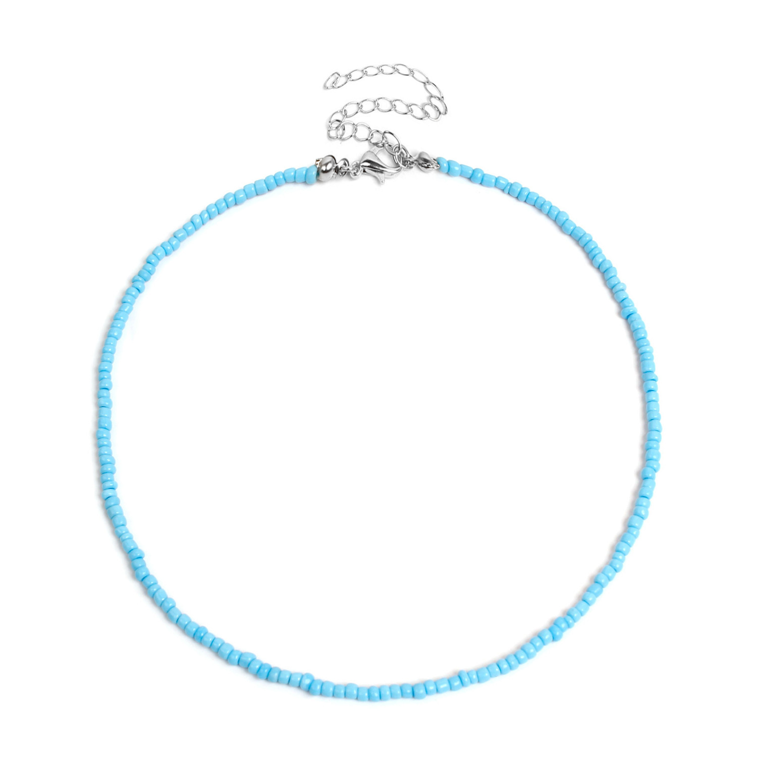 Boho Glass Seed Bead Choker Necklace Colorful Bead Necklaces Rainbow Beach Bead Choker Necklaces for Women