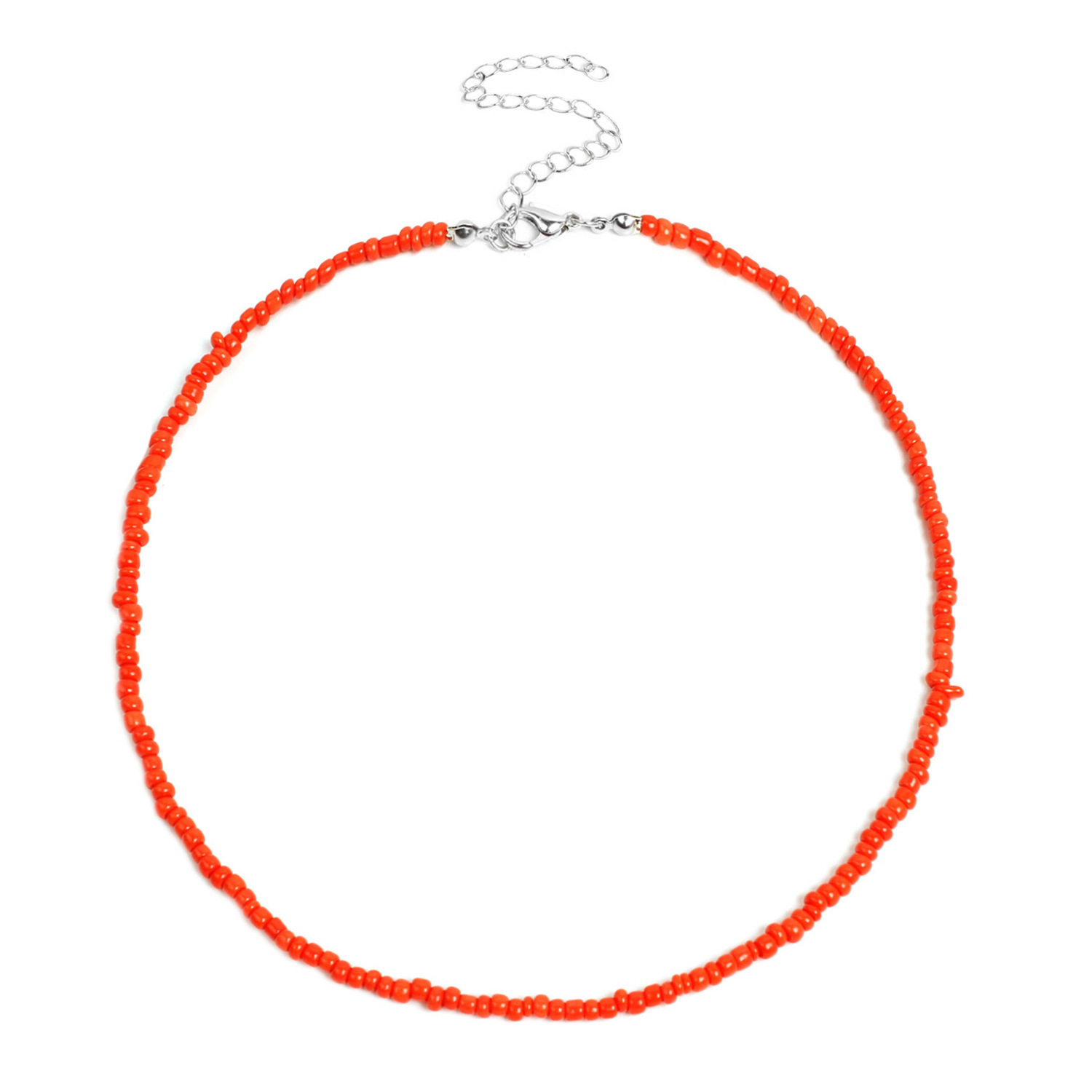 Boho Glass Seed Bead Choker Necklace Colorful Bead Necklaces Rainbow Beach Bead Choker Necklaces for Women