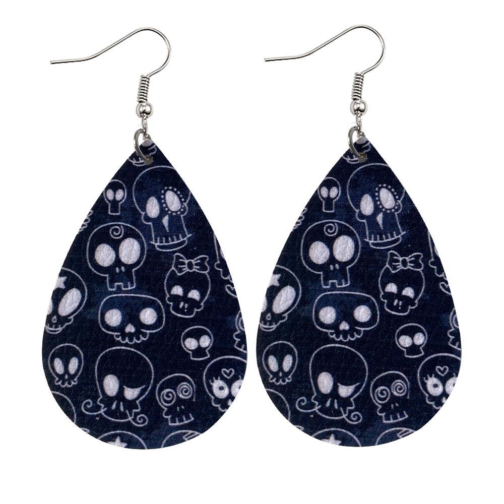 Halloween Earrings Teardrop Earrings Faux Double Leather Dangle Earrings for Halloween Costume Party Decoration Jewelry