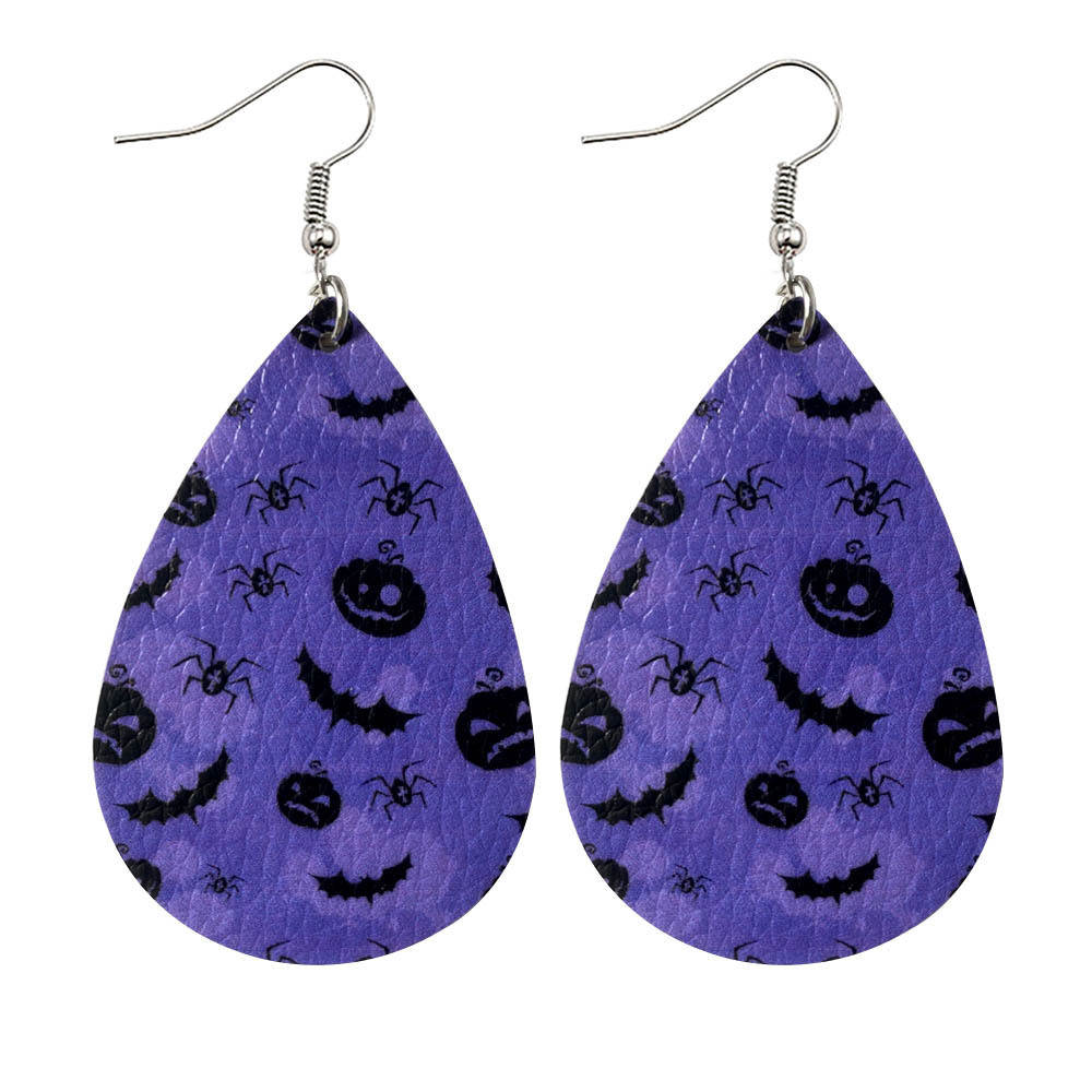 Halloween Earrings Teardrop Earrings Faux Double Leather Dangle Earrings for Halloween Costume Party Decoration Jewelry