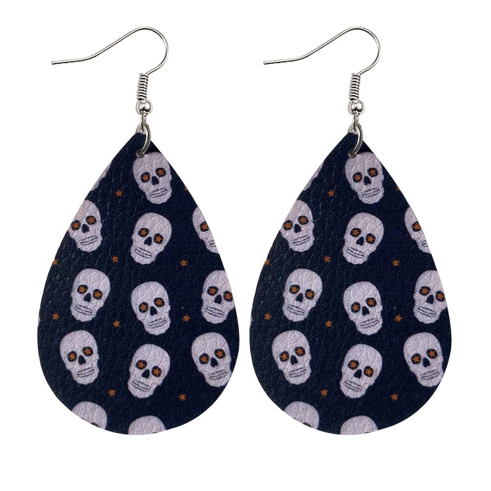 Halloween Earrings Teardrop Earrings Faux Double Leather Dangle Earrings for Halloween Costume Party Decoration Jewelry