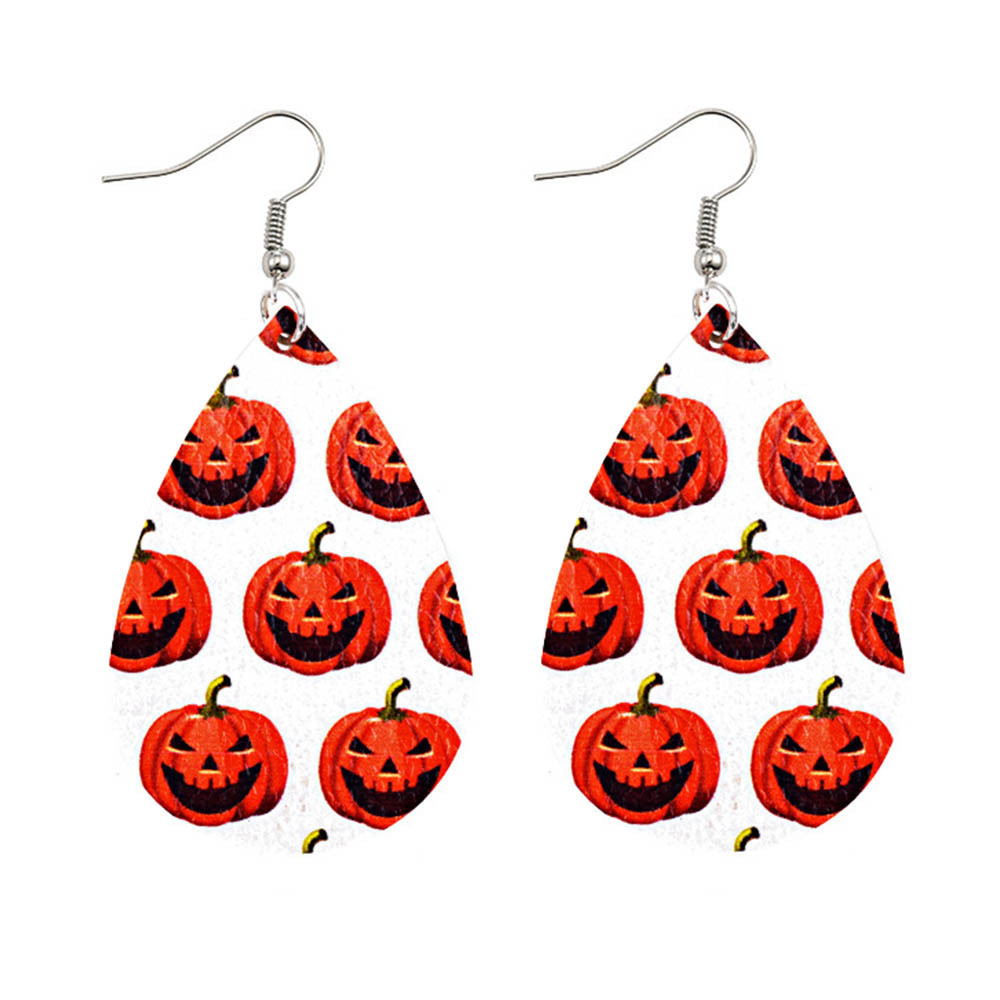 Halloween Earrings Teardrop Earrings Faux Double Leather Dangle Earrings for Halloween Costume Party Decoration Jewelry