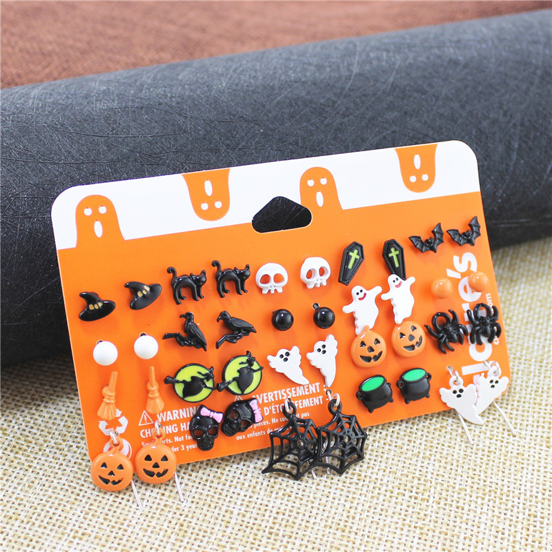 20PCS/lOT Halloween Skull Earrings Faux Dangle Costume Party Decoration Earring Jewelry