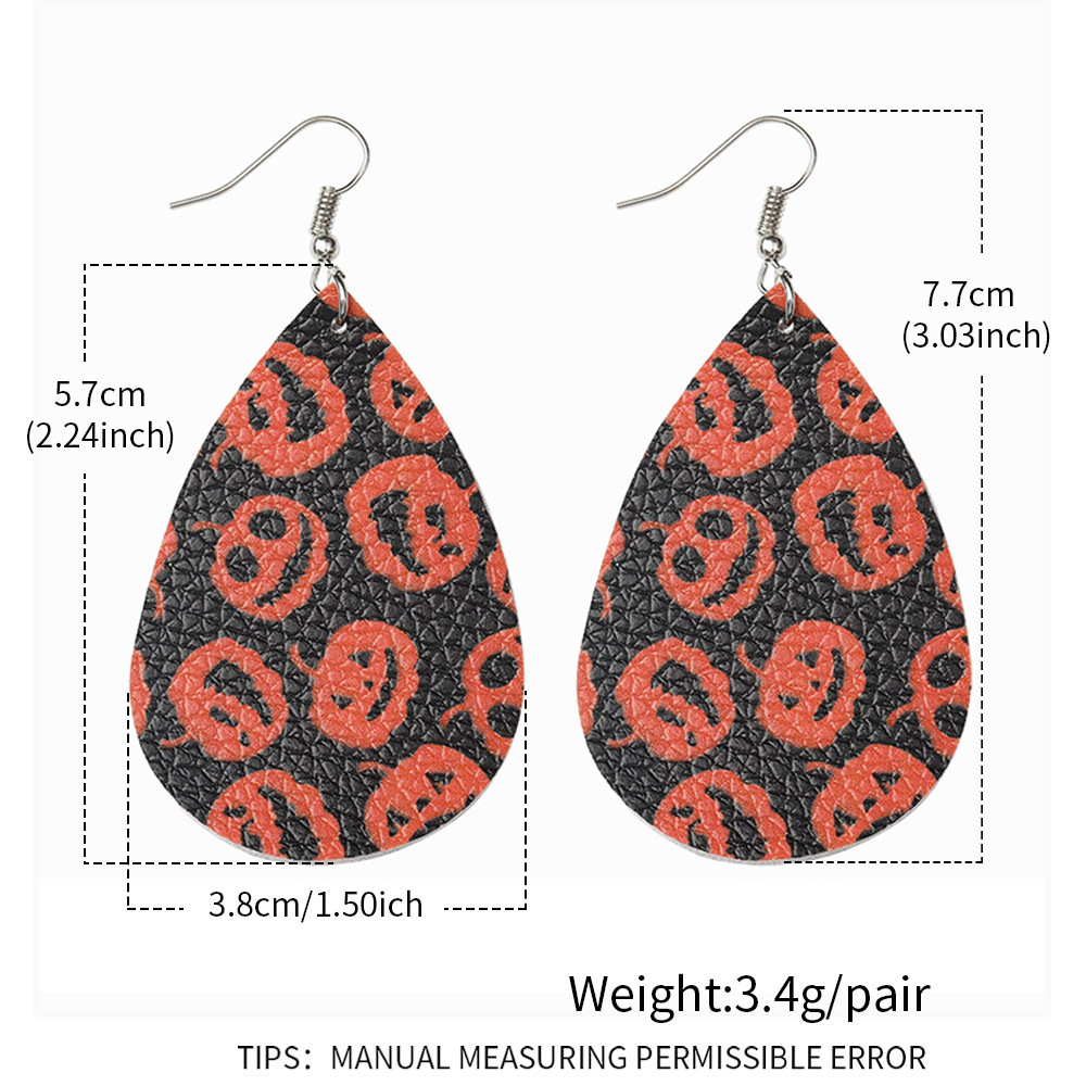 Halloween Earrings Teardrop Earrings Faux Double Leather Dangle Earrings for Halloween Costume Party Decoration Jewelry