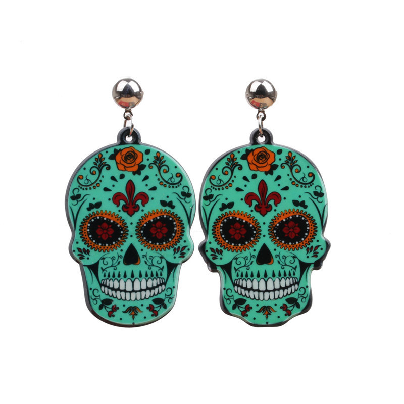 Halloween Skull Earrings Faux  Dangle Costume Party Decoration Earring Jewelry