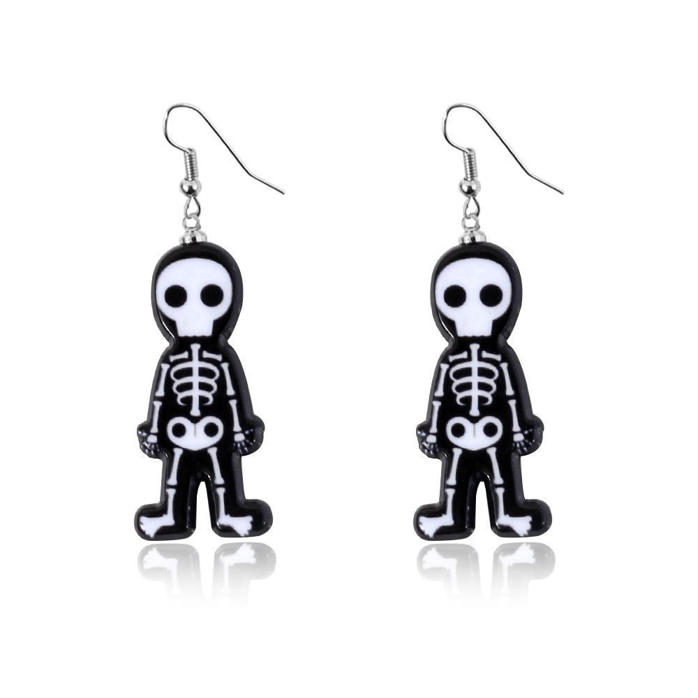 Halloween Skull Earrings Faux  Dangle Costume Party Decoration Earring Jewelry