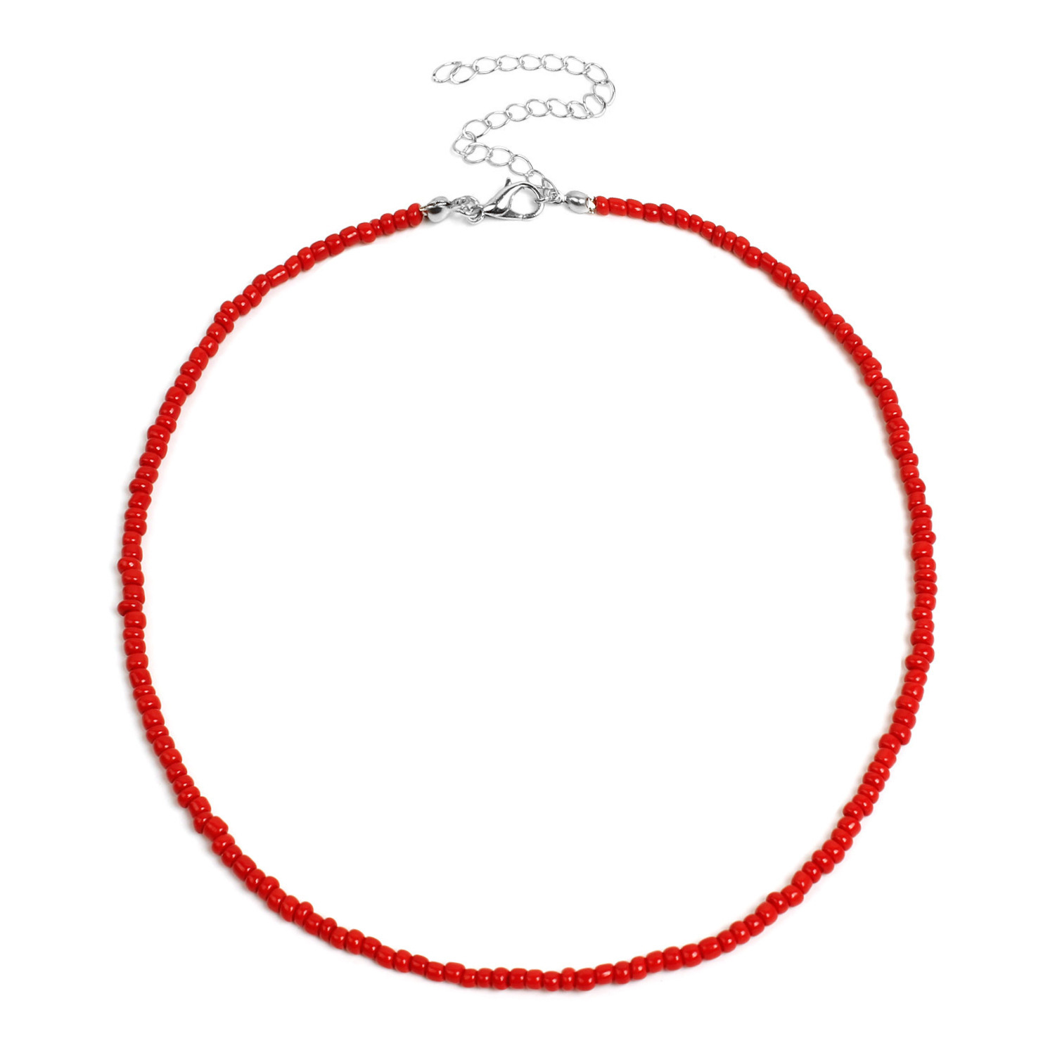 Boho Glass Seed Bead Choker Necklace Colorful Bead Necklaces Rainbow Beach Bead Choker Necklaces for Women